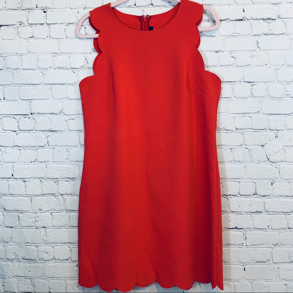 JCrew | Coral Scalloped Shift Dress Size 8